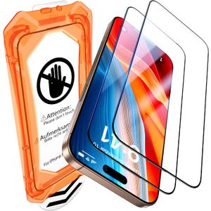 UniqueMe for iPhone 16 Pro Screen Protector - [Military Grade Shatterproof & 9H+ Hardness] Screen Protector 16 Pro Tempered Glass Full Coverage Protection, Easy Installation, 2 Packs (Transparent)
