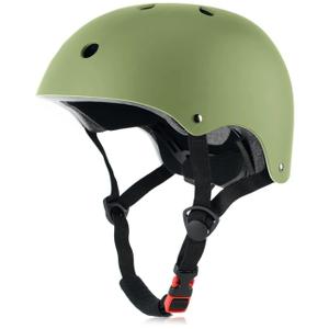 Kids Bike Helmet, Adjustable and Multi-Sport, from Toddler to Youth, 3 Sizes (Matte Forest Green, 55-58cm)