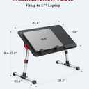 Laptop Desk Table, SAIJI Adjustable Laptop Stand, Portable Lap Desks with Foldable Legs, Notebook Standing Breakfast Tray Reading Desk for Sofa Couch Bed Floor (Black,Medium Size)