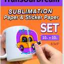 TransOurDream Sublimation Sticker Paper-10 Pcs +Sublimation Paper-10Pcs Glossy White Waterproof Sublimation Stickers 8.5x11 inch for Sublimation Inkjet Printer and InkWhite Sublimation Sticker Paper