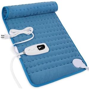 Electric Heating Pads,Heating Pad for Back,Shoulder,Hot Pad for Neck and Arms,Abdomen,Legs,Knee,Moist Heated Pad for Women Men,Auto Shut Off(Blue, 12''×24'')