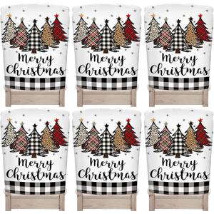 6 Pcs Christmas Chair Back Covers Xmas Holiday Chair Covers for Dining Room Kitchen Hotel Wedding Ceremony Party Decor(Cool)