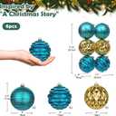 4.3" Large Christmas Balls Ornaments Set of 6, Shatterproof Plastic Ornaments for Xmas Tree Decorations, Blue and Gold Christmas Tree Bulbs Ornament for Mantel Garland Centerpieces, Xmas, Winter Decor