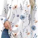 Women's Long Sleeve Shirts Basic Tee Fall Trendy Spring Top Dressy Casual Crew Neck Work Tunic 2025 Fashion Outfits (Small, 1268-white Floral)