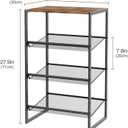 Garden 4 you Shoe Rack for Closet Narrow 4 Tiers, Small Shoe Rack with Brown Wooden Tabletop, Adjustable Metal Shoe Shelf for Closet Entryway Hallway Living Room