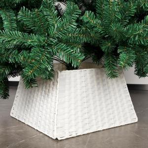 Blissun Christmas Tree Collar, Plastic Rattan Xmas Tree Ring, Farmhouse Christmas Tree Collar, Christmas Tree Skirt for Artificial Christmas Trees Decoration, White