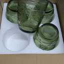 Vintage Botanist Drinking Glass Set, Luxurious Floral Embossed Decorative Green Glassware, Set of 4, 4-inch, 12 oz