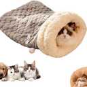 Winter Warming Cat Sleeping BagSoft Plush Sleeping Bag for Indoor CatsCozy Pet Nest for Cats and Dogs, Portable Calming Pet NestsCat Cave Bed Self Warming Bed, Pet Hideway (Large,C-Grey) (Large22.5*18.8 in)