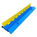 1 Pack Blue Rubber Cable Ramp Hose Cable Protector Ramp 2 Channel 22000Lbs Load Capacity Traffic Speed Bump Wires Power Lines Extension Cord Cover for Indoor Outdoor (B2XC06-1)