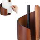Paper Towel Holder, Natural Mango Wood Countertop Stand for Jumbo Rolls with Wood Round Base and Iron Holder Wooden Paper Towel Holder for Kitchen Dining Table Home Decor, Fits Small Rolls