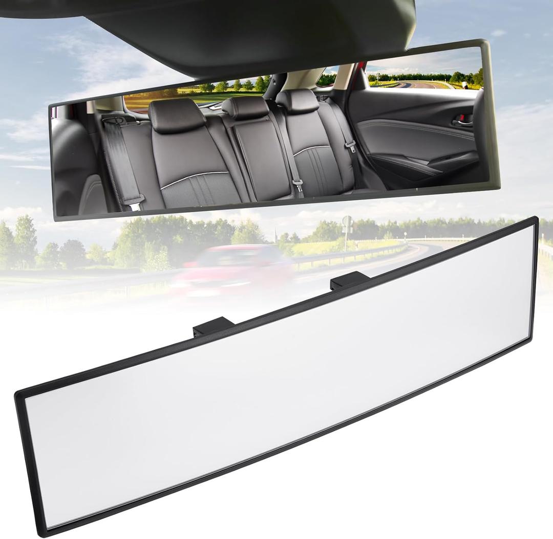 JOYTUTUS Rear View Mirror, Universal 11.81 Inch 2 Pack Panoramic Convex Rearview Mirror, Interior Clip-on Wide Angle Rear View to Reduce Blind Spot Effectively for Car SUV Trucks - Clear