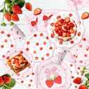Strawberry Birthday Decorations Tableware,Pink Bow Strawberry Birthday Plate,Napkins,Cups,Fork,Knife, Strawberry Party Plates for Berry Birthday Decorations,Serves 24