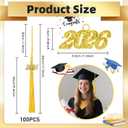 100 Pcs Gold Graduation Cap Tassel Decorations 2026, Grad Tassel Decor with Ornament for Graduation Party Supplies Gifts