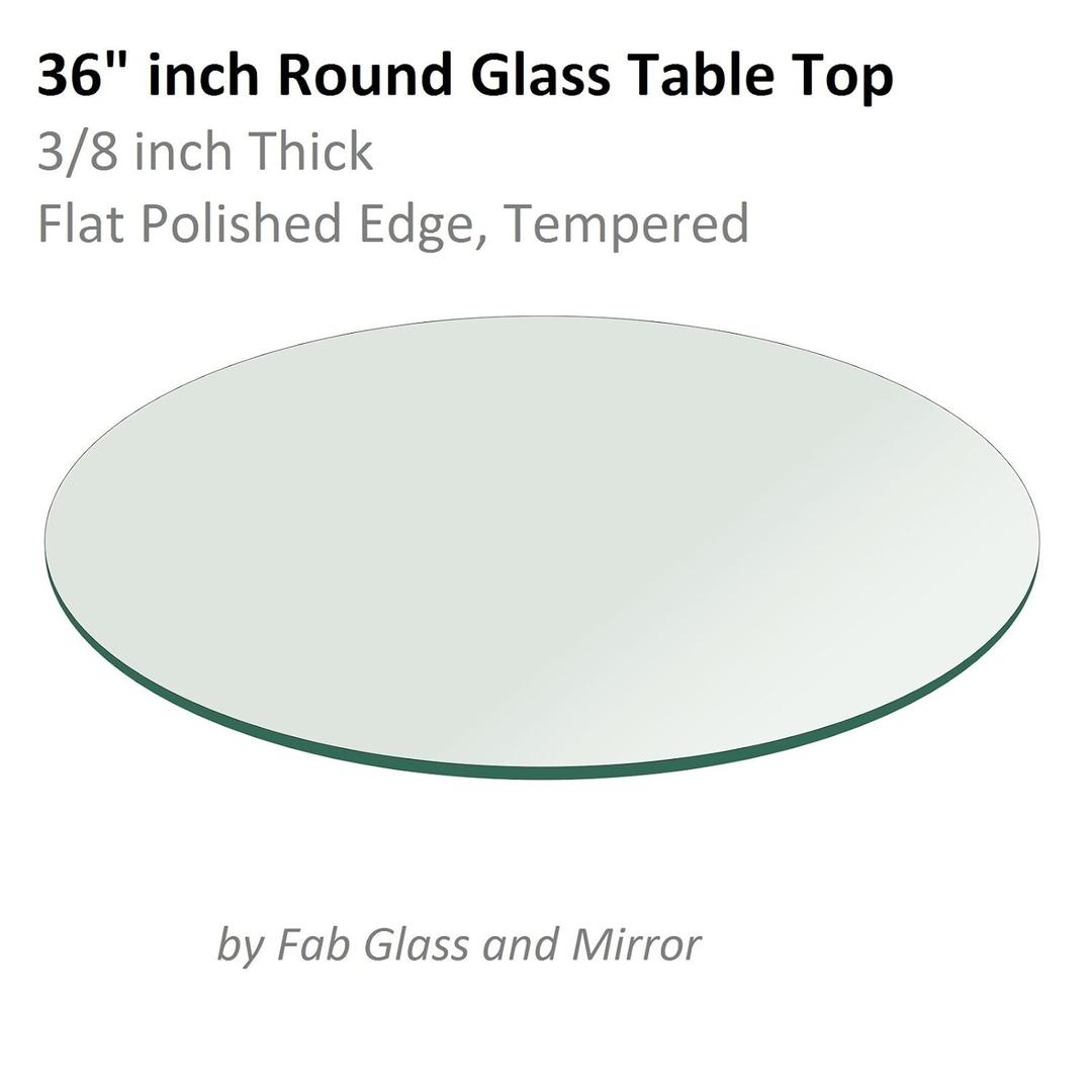Glass Table Top: 36 inch Round 3/8 inch Thick Flat Polish Tempered