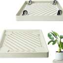 REDHUGO 2PCS Square Plant Caddy with Hidden Wheels, Heavy Duty Rolling Plant Stand Caddy with Wheels, Pot Base for Indoor Outdoor, Beige, 14 inches