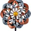 VEWOGARDEN 360 Outdoor Metal Wind Spinners Kinetic Wind Sculptures & Spinners for Yard Garden Lawn Patio Decorations, Gray & Bronze
