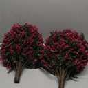 Artificial Eucalyptus Topiary Ball Trees (Set of 2) 24" Tall UV-Resistant Fake Evergreen Shrubs with Ground Spike for Outdoor Planters, Porch, Garden & Indoor Decor (Rose Red)