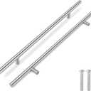 Flexzion 1 Pack Kitchen Cabinet Handles Silver Drawer Pulls 20 inch, 12.5 inch Hole Center, Stainless Steel T Bar with Satin Brushed Nickel, Hardware for Kitchen Cupboard Door Bathroom Furniture