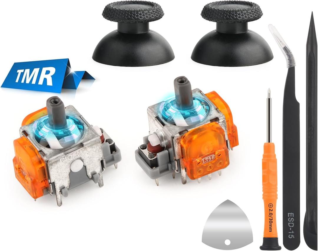 2Pack TMR Joysticks for PS5 Electromagnetic Joystick Replacement for PlayStation 5 PS5 Anti-Drift Sticks with Thumbstick Accessories with Repair Tools(Orange)