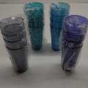 US Acrylic Splash [Set of 16] 18 ounce Plastic Stackable Water Tumblers in 4 Coastal Colors Value Set of Drinking Cups, Reusable, BPA-free, Made in the USA, Top-rack Dishwasher Safe