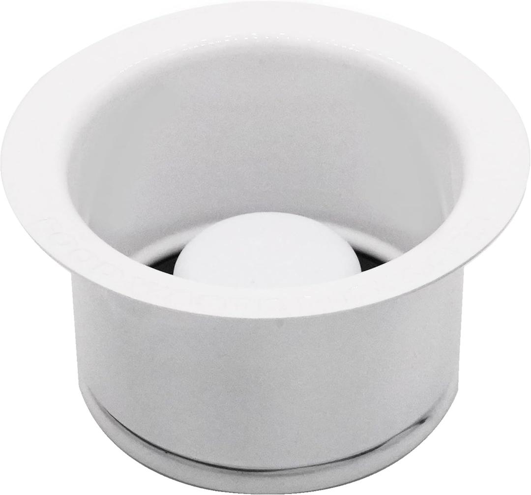 Westbrass D2082-50 3-1/2" Extra-Deep Collar Kitchen Sink Waste Disposal Flange & Stopper, Powder Coat White