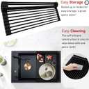 MERRYBOX Roll Up Dish Drying Rack, Silicone Wrapped Over The Sink Dish Rack Foldable Dish Drainer Anti-Slip Dish Racks for Kitchen Counter, Multipurpose Kitchen Sink Drying Rack, 18" x 13", Black, Rectangle: 18" x 13"