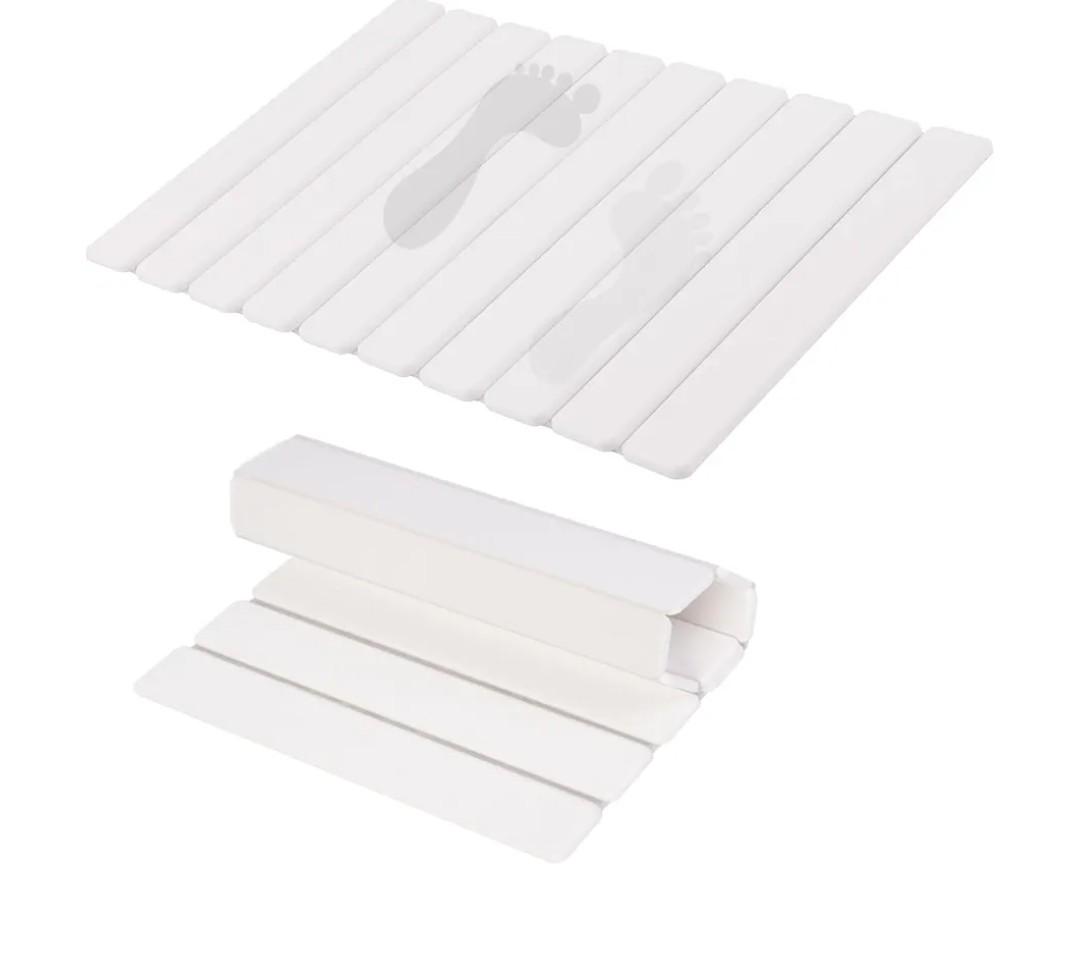 BoxedHome Foldable Stone Bath Mat,Super Absorbent Diatomaceous Earth Mat,24”x 16” Non-Slip Quick Drying,Luxury Dry Pad for Bathroom, White