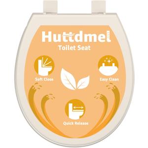 Toilet Seat Round 16.5 Inch with Quick Release-Quick Connect, Round Toilet Lid with Soft Close. PP Material Safe, Easy Clean and Install, Sturdy Accessories Never Loosen,2 Years Support, Almond