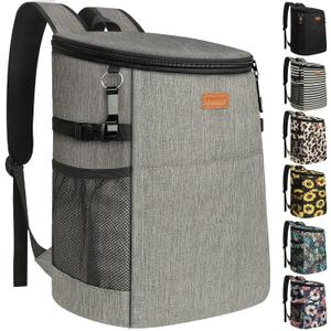 Camping Cooler Backpack 30 45 Cans, Soft Backpack Coolers Insulated Leak Proof Travel Cooler Bag Waterproof Lunch Picnic Beach Work Trip Thermal Bag Drink Beverage Beer Bag Cooler (Grey)