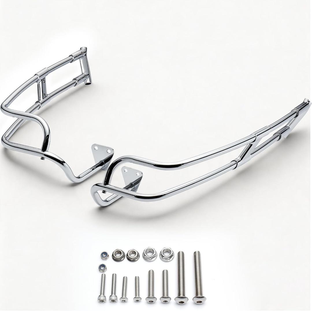 MoKitDora 2023-up Touring Saddlebag Bracket Guard Bar Rails for Harley Road Glide FLTRX/CVO FLTRXS/ST FLTRXSTSE/RR FLTRXRRSE/Street Glide FLHX/CVO FLHXSE/Ultra FLHXU, Chrome