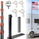 Tailgate Flag Pole and Base Kit, Tailgating Flag Pole with Tire Mount/Stand
20ft Telescopic RV Flagpole Kit with Anti-Break Tube, for Camping, Tailgate Parties and Outdoor Activities