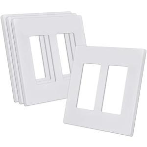 CML Screwless Decorator Wall Plate, 2 Gang Outlet Covers, 4 Pack Decorative Light Switch Plates, Hidden Screw Smooth Face, Standard Size 4.68” X 4.72”, UL Listed, White