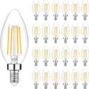 24-Pack Dimmable E12 LED Candelabra Bulbs 40Watt Equivalent, 2700K Warm White, 450Lumens, 4W B11 Vintage Chandelier Light Bulbs, LED Filament Clear Glass Candle Lamp for Ceiling Fan Home Decor