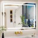 30"x40" LED Bathroom Mirror with Lights, Anti-Fog, Backlit + Front Lit, Dimmable, Led Vanity Mirror for Wall, Lighted Bathroom Mirror, 3 Colors, Shatter-Proof Tempered Glass (White)