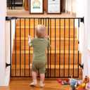 Babelio Baby Gate for Stairs & Doorways, 26-43" W 34" H Extra Tall| No Bottom Bar| Easy Installation| One-handed Operation| Auto-close| Hardware Mount (Drill Needed) Safety Dog/Pet Gate Indoor (Black)