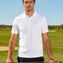 HODOSPORTS Mens Golf Polo Shirts Short Sleeve Casual Dry Fit Designed Collared Golf Shirts for Men White (White, XXL)
