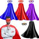 iROLEWIN Superhero Capes for Adults Masks 4 Pack Group Super-Hero Costumes as Women Men Dress-Up Family Party Christmas Gifts (Red Blue Purple Black)