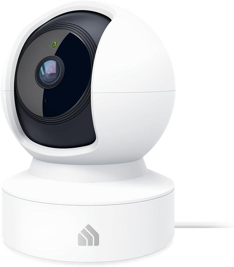 Kasa 2K+ Indoor Pan/Tilt Wired Security Camera - Works as a Baby Monitor & Pet Camera, Motion Detection & Tracking, 2-Way Audio, Night Vision, Subscription-Free Local Storage or Optional Cloud, KC410S (White)