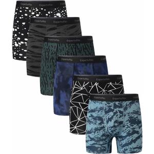 Men's Underwear Viscose from Bamboo Mens Boxer Briefs 6 Inch, Moisture Wicking Underwear for Men Pack, Open Fly (Black, L)