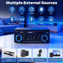 Romicta AK50MAX Stereo Audio Amplifier, Home Audio Stereo Receiver Bluetooth 5.0 with 400W 2.0 Channel FM Radio, Echo, USB, SD Card, AUX with Remote Control Home Theater Audio Stereo System