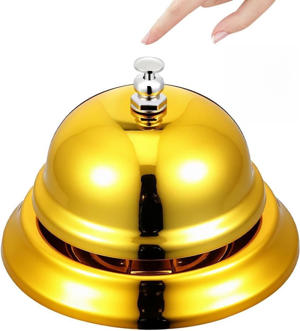 IMIKEYA Gold Call Bell: Desk Bell for Service Elegant Front Desk Metal Service Bell Ringer Call Bell Dinner Bells for Hotels Restaurants and Reception Classroom