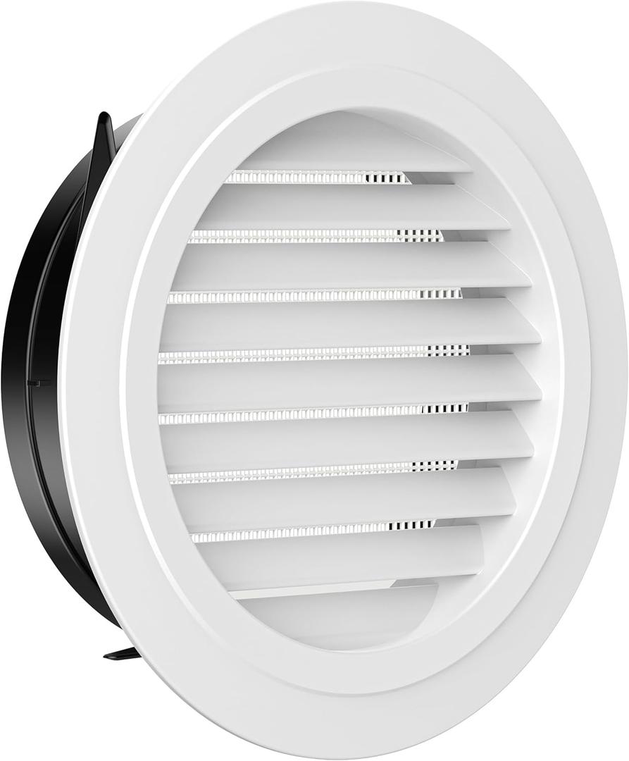 8 Inch Soffit Vent,HG Power Round Vent Cover with Built-in Screen Mesh, ABS Louver Round Air Vent Ceiling Diffuser for Exhaust Fan, Bathroom, Office and Home HVAC Ventilation, 200mm, White