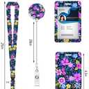 ID Badge Holder with Retractable and Detachable Lanyard, Cute Badge Reel Breakaway Lanyard with Carabiner Clip for Women, Teachers, Nurses, Students, Perfect Work and Office(Flower Purple)