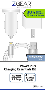 ZGear Power Plus Charging Essentials 3 Pc Kit 7.5Watt 4Ft