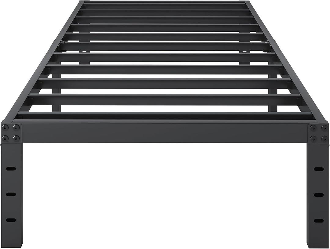SHLAND Twin Bed Frames, 14 Inch High Metal Platform Bed Frame Mattress Foundation with Steel Slats Support, No Box Spring Needed, No Noise, Easy Assembly