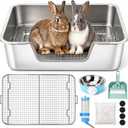 Large Stainless Steel Rabbit Litter Box Set for Small Animals