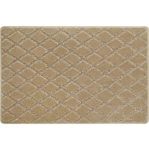 PURE ERA Carpet Stair Tread Landing Mat Tape Free Self Adhesive Non Slip Skid Resistant Indoor Doormat Area Rug Floor Mat for Kitchen Bathroom Workstations Washable 2' X 3' (Khaki Diamond Trellis)
