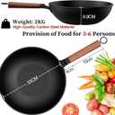 Todlabe Carbon Steel Wok, 13-Inch, Pre-Seasoned, Non-Stick, with Lid and Spatula, Flat Bottom, Ideal for Stovetop Cooking