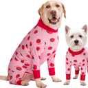 Dog Recovery Suit After Surgery Female Male, Medium Large Dog Neuter Shirt Cone Alternatives Prevent Licking Surgical Onesies (Strawberry, XL)