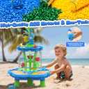 Kids Flower Water Sand Table for Toddlers - 2-Tier Outdoor Water Sand Play Table Toys for Boys Girls, Summer Splash Activity Sensory Table Party Birthday Gift for Kids 3-5 6-12(Blue)